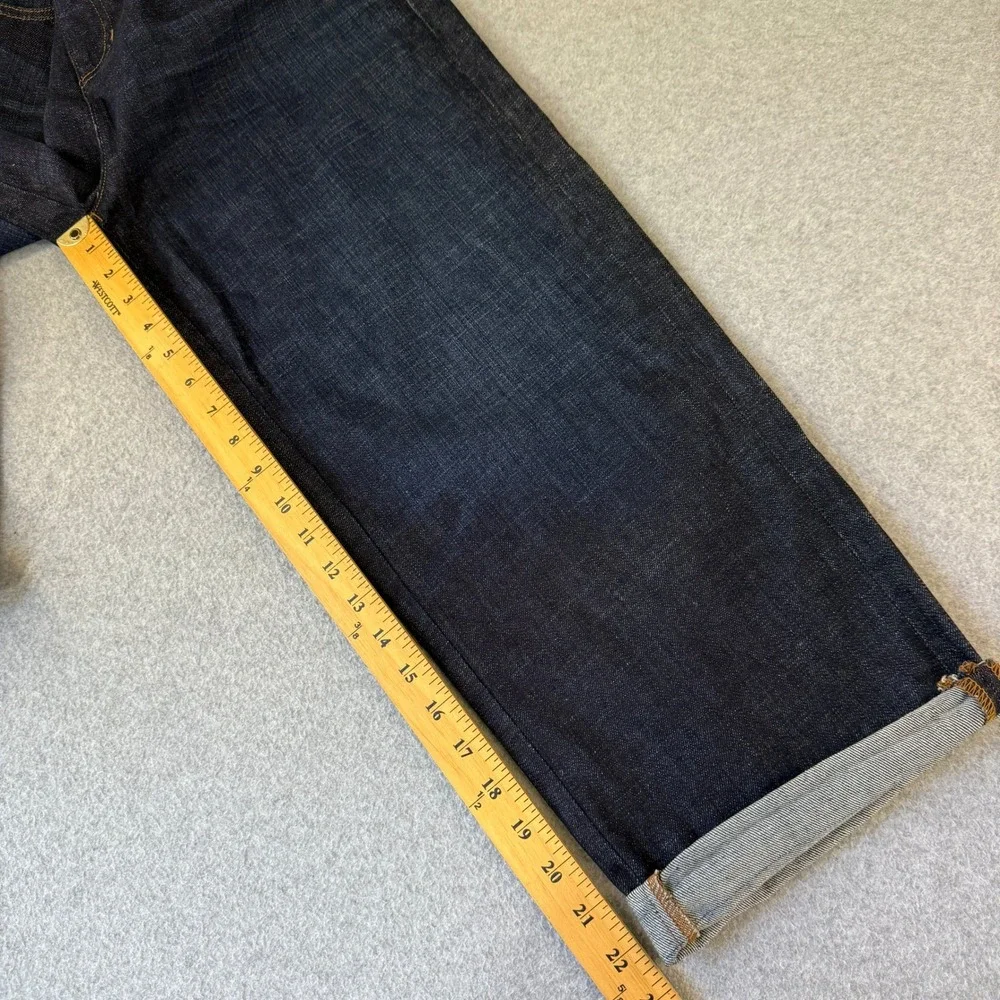 Eileen Fisher Size 8‎ Dark Wash Crop Jeans Denim Rolled Hem Straight High Rise